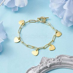 Браслеты с подвесками из нержавеющей стали 304 с латунными цепочками-скрепками&nbsp;BJEW-JB10031-04