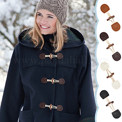 8 пара двухцветных пуговиц из дерева и хлопковой веревки DIY-DR0001-80