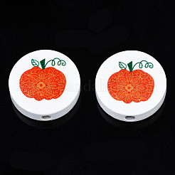 Бусины из натурального дерева с принтом осенней тематики WOOD-T021-90