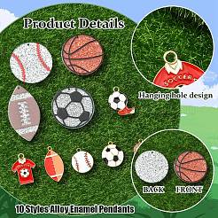 Kits de pendentifs en émail et en acrylique en forme de ballon de sport&nbsp;FIND-YW0006-57