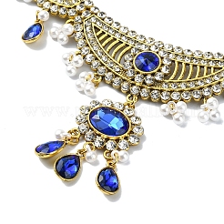 Овальный комплект украшений из абс-пластика с жемчугом и стразами&nbsp;SJEW-D011-01B-G