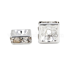 Perles d'espacement carrées en laiton et cristal strass&nbsp;RB-R031-42