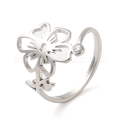 Нержавеющая сталь 304 с регулируемыми кольцами из кубического циркония RJEW-K245-48K-P