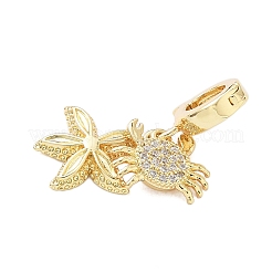 Латунные застежки с микропаве и прозрачным фианитом&nbsp;KK-A263-01B-G