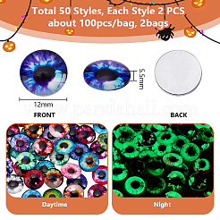 2 пакетик флуоресцентных стеклянных кабошонов&nbsp;GGLA-PH0001-74