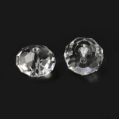 K9ガラス模造オーストリアクリスタルビーズ  多面カット  ロンデル  透明  8x5~5.5mm  穴：1.2~1.5mm&nbsp;GLAA-D015-01A-02