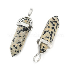 Кулоны из далматинской яшмы с двойной окантовкой и острым концом&nbsp;LS-G-D415-03