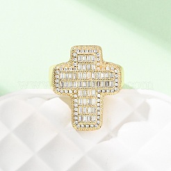 Регулируемые латунные кольца-манжеты с микропаве из кубического циркония для женщин RJEW-B139-03G