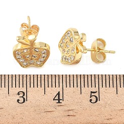 Серьги-гвоздики из латуни с микропаве из прозрачных кубических цирконий&nbsp;EJEW-Z144-24G