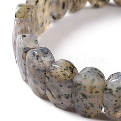 Bracciale elasticizzato con perline ovali in agata muschiata naturale&nbsp;G-E010-01B