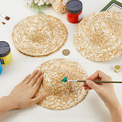 人形の麦わら帽子  ミニ手編み帽子  DIYの工芸品のジュエリーアクセサリークラフト装飾  小麦  203x57mm&nbsp;DIY-WH0504-827D