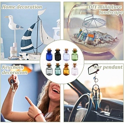 8 Stück 8 Farben quadratische Glaskorkenflaschen-Ornament&nbsp;GLAA-YW0004-55
