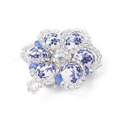 Керамические изделия ручной работы из фарфора с печатным рисунком и подвесками из стекла в форме семян.&nbsp;PALLOY-MZ01189