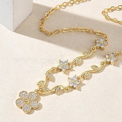 Collares con colgantes de flores de latón con circonitas cúbicas engastadas&nbsp;NJEW-C121-04B-G