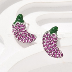 Латунные микро проложить серьги стержня кубического циркония EJEW-Q015-13P-02