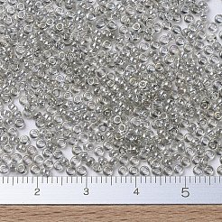MIYUKIラウンドロカイユビーズ  日本製シードビーズ  （rr1881)透明シルバーグレーゴールド光沢  11/0  2x1.3mm  穴：0.8mm  約1100PCS /ボトル  10 G /ボトル&nbsp;SEED-JP0008-RR1881