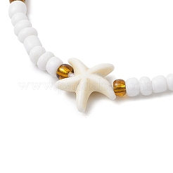 Браслеты из синтетической бирюзы и стеклянных семян BJEW-JB11157-02