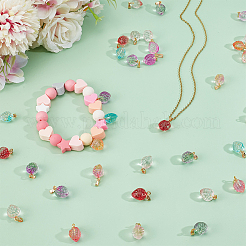 60шт 6 цвета двухцветные прозрачные стеклянные подвески&nbsp;GLAA-HY0001-47