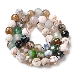 Нити окрашенных и нагретых натуральных агатовых бус с огненным кракелюром G-P539-B01-20