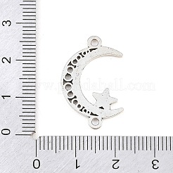 チベットスタイルの合金コネクタチャーム  スターリンク付きの月  アンティークシルバー  25.5x16x1mm  穴：1.6mm&nbsp;AL-CBA1C07-03AS