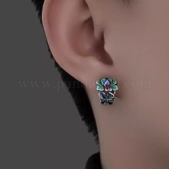 Серьги-кольца с цветочной эмалью из латуни&nbsp;FS-WG4316D-01