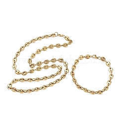 Sets aus Halsketten und Armbändern in Kaffeebohnenform aus Edelstahl 304&nbsp;SJEW-D091-09G