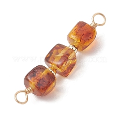 3 шт. 3 варианта подвесок-коннекторов из натуральных янтарных кубических бусин&nbsp;PALLOY-JF04926