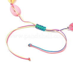 Летние непрозрачные пластиковые имитации ракушек каури плетеные бусины регулируемые ожерелья NJEW-JN05178