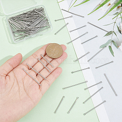 100個 2スタイル 304ステンレススチールコネクタチャーム  バーリンク  ステンレス鋼色  30~40x2.5x1.5mm  穴：1.4mm  50個/スタイル&nbsp;STAS-UN0042-86