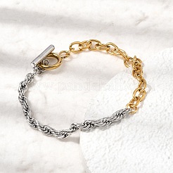 Bracelets bicolores en acier inoxydable 304&nbsp;BJEW-G786-01GP-01