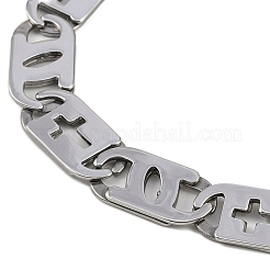 Bracelets à maillons croisés creux en acier inoxydable 201&nbsp;BJEW-B078-64P-01