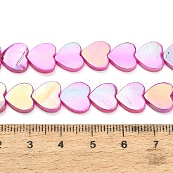 天然淡水シェルビーズ連売り  染め  ハート  マゼンタ  10x10x2mm  穴：0.8mm  約41個/連  14.53~14.76インチ（36.9~37.5cm）&nbsp;SH-CBA93AD-06F