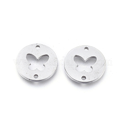 変色しにくい304ステンレススチールリンクコネクター  レーザー切断  蝶とフラットラウンド  ステンレス鋼色  11.5x1mm  穴：1.2mm&nbsp;STAS-F240-70P