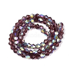 Ab couleur plaqué perles de verre transparent brins&nbsp;GLAA-G127-01-02S