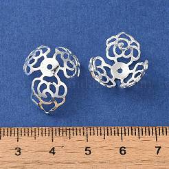 Tappi di perline fiore in ottone placcati in rack&nbsp;KK-K381-03S