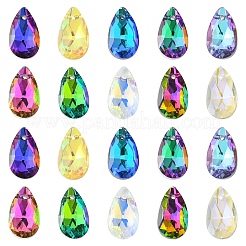 20 pz 10 colori pendenti in vetro a goccia sfaccettata&nbsp;GLAA-YW0004-10