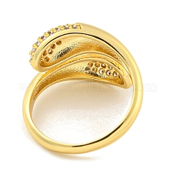 Открытая манжета из латуни с микропаве из прозрачного кубического циркония для женщин&nbsp;LS-RJEW-M173-06B-G