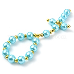 2 шт. 2-х цветные стеклянные жемчужные бусины крест подвеска украшения&nbsp;HJEW-JM02709-02