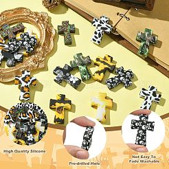 16 pièces 8 styles de perles focales croisées en silicone&nbsp;SIL-CJ0002-47