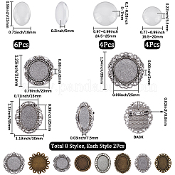 Kit fai da te per realizzare spille ovali e semicircolari in lega&nbsp;DIY-SC0028-84