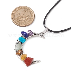 Ожерелье с подвеской в виде луны в тибетском стиле NJEW-JN04607-02