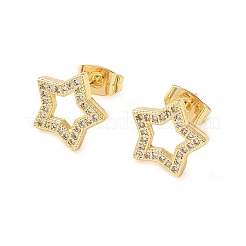 Серьги-гвоздики из латуни с микропаве и прозрачным кубическим цирконием&nbsp;EJEW-Z144-04G