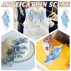 3d кружевные аппликации с цветочным узором из полиэстера и вышивкой&nbsp;DIY-WH0530-91