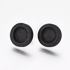 ウッドスタッドピアスのパーツ  鉄パーツ  フラットラウンド  プラチナ  ブラック  トレイ：12mm  18x4mm  ピン：0.8mm  10個/袋&nbsp;WOOD-WH0021-12A