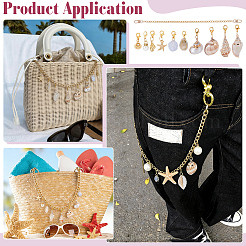 Cadenas extensoras para bolsos de aluminio y adornos colgantes de concha y resina.&nbsp;HJEW-PH02529