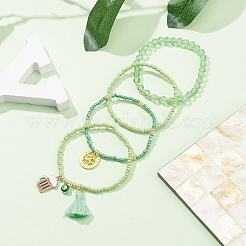 Set di braccialetti con ciondoli in lega di smalto e policotone (cotone poliestere) 4 pz 4 stile malocchio San Valentino&nbsp;BJEW-JB09618-01