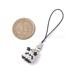 Ремешки для мобильного телефона из стеклянных бусин в виде панды&nbsp;HJEW-MZ00369