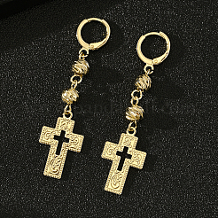 Латунный полый крест с круглыми серьгами-кольцами KY5178