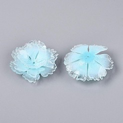 熱収縮アクリルビーズキャップ  マルチ花弁花  空色  41~46x15~17mm  穴：1.4~1.6mm&nbsp;OACR-N155-02C