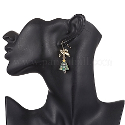 4 пара 4 стильных серег-подвесок из сплава и эмали с рождественской тематикой EJEW-JE06562